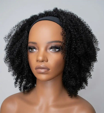 Perruque bandeau afro faite main cheveux frisés 4A-4B modèle Kéziah, coiffure rapide cheveux crépus