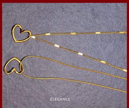 Collier breloque en cœur creux en acier inoxydable elegance bijoux– Élégance Simplement