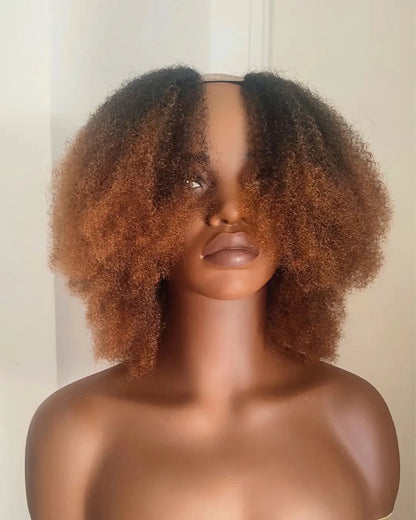 Perruque U-part afro couleur châtain ombré 1B30 miel pour cheveux crépus 4B-4C