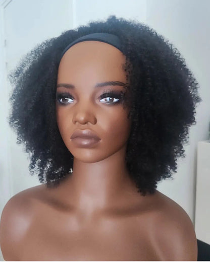 Perruque bandeau afro faite main cheveux frisés 4A-4B modèle Kéziah