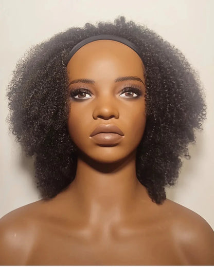 Vue de face perruque bandeau afro indétectable couleur noir naturel 