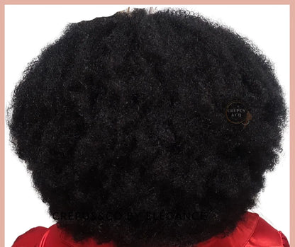 Extension afro élégante : perruque U-Part synthétique, raie ouverte, coiffure rapide et pratique pour femmes noires.