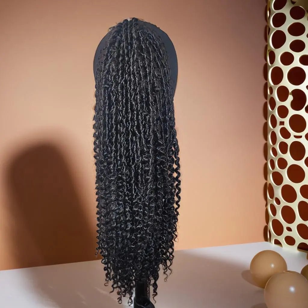 Postiche queue de cheval avec élastique Khéren bouclée de 20 pouces.