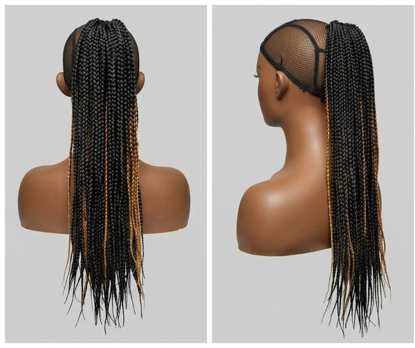 Postiche queue de cheval élastique tressée 'Becky' – Élégance Simplement, avec tresses élégantes pour une coiffure chic.