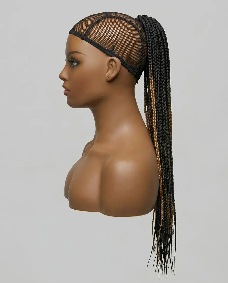 Postiche tressé 16 pouces avec tresses colorées bicolores Queue de cheval meches tresses, idéal pour une coiffure africaine 
