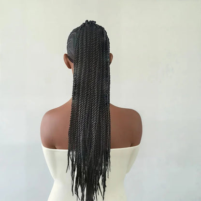 Postiche queue de cheval tressée Rhinatie – vanille crochet 16 pouces, élastique réglable, look afro chic pratique et naturel