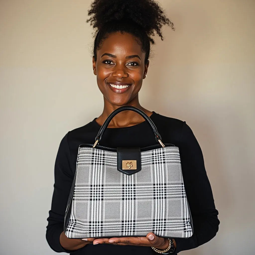 Sac vichy effet cuir élégant noir