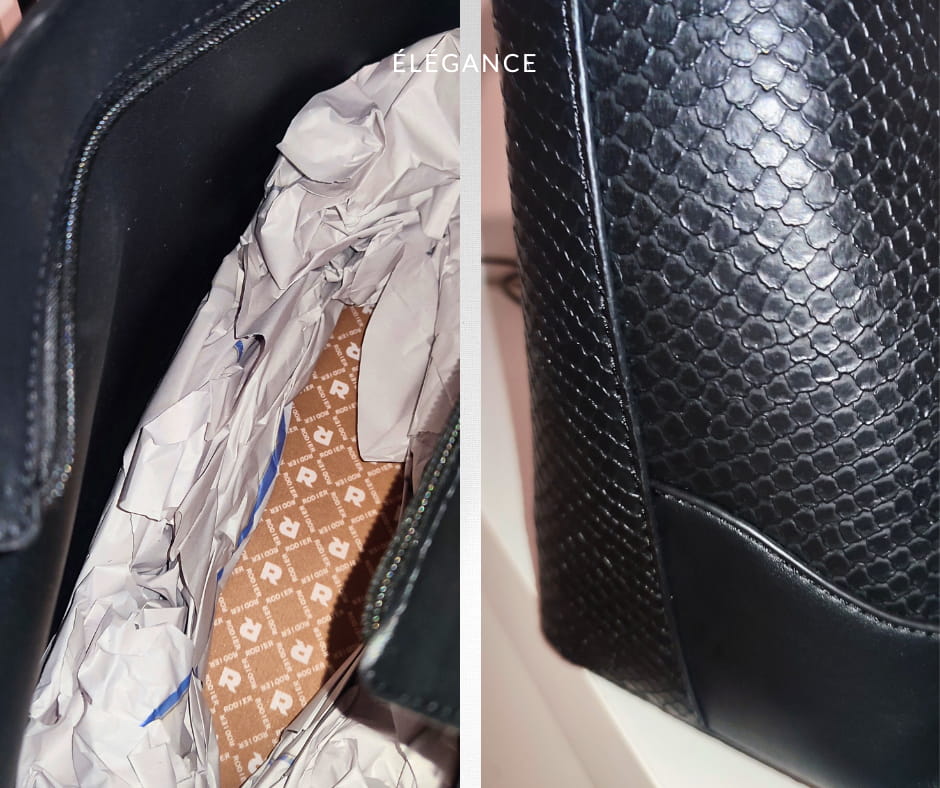 Intérieur du sac Rodier London noir spacieux