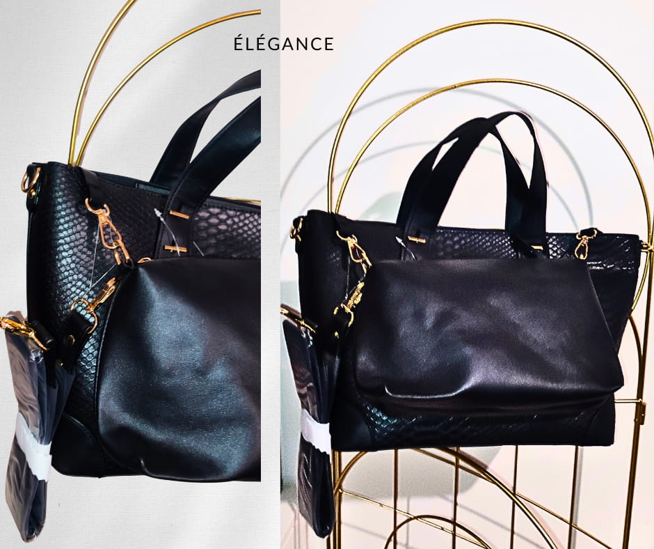 Sac Rodier London noir porté main avec finitions dorées