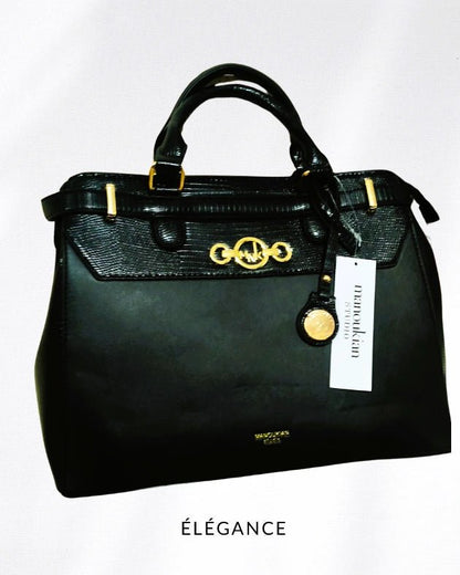 Sac Manoukian Jorry noir porté main avec anses rigides