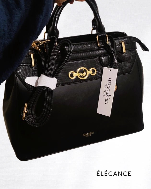 Sac Manoukian Jorry noir femme main avec anses rigides