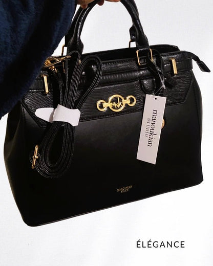 Sac Manoukian Jorry noir femme main avec anses rigides