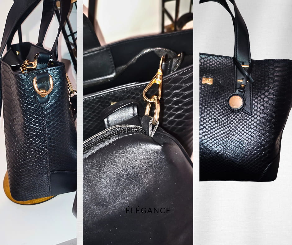 Détail des attaches et éléments dorés du sac Rodier