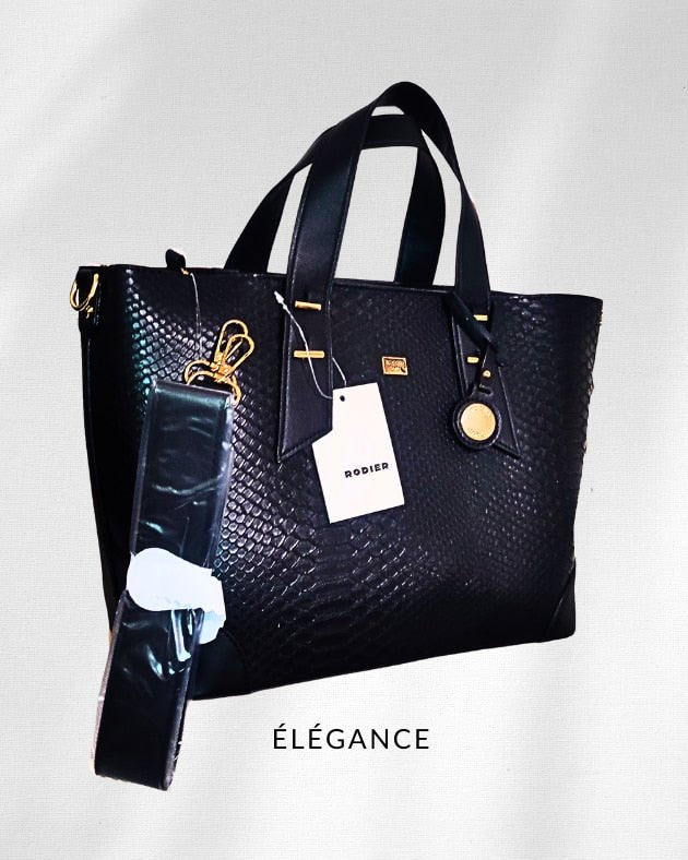 Profil du sac Rodier London noir évasé sur le haut