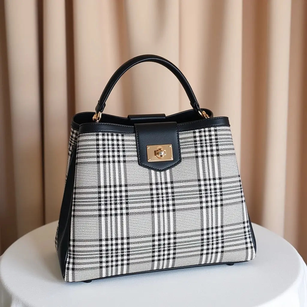 Sac vichy avec bandoulière réglable.