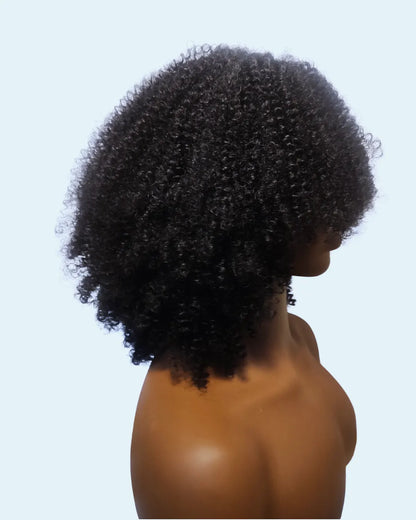 Vue de profil de la perruque U-part Kéziah en couleur 1B volume dense
