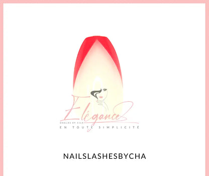 French manucure rouge - faux ongles sans colle - French manucure original -Nails and lashes by Cha faux ongles réutilisables faux ongle mi long