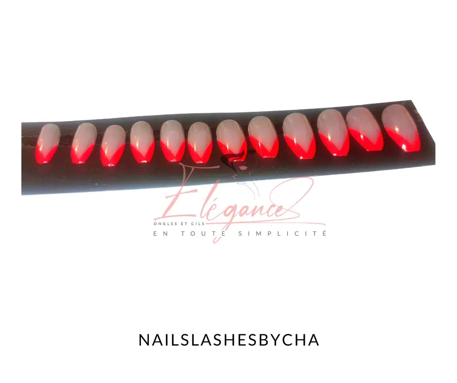 Elégance_french originale_french manicure rouge faux ongles réutilisables faux ongle mi long