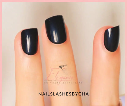 Press on nail court faux ongles réutilisable sans colle  Ongles noirs Faux ongles noirs  Elégance faux ongles réutilisables