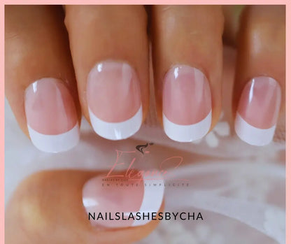 Kit faux ongles forme ronde French manucure irisé faux ongles réutilisable sans colle ongle french original press on nail pas cher