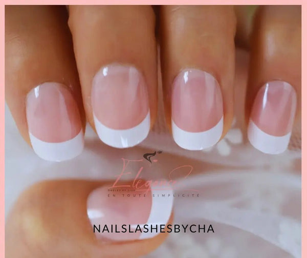 Kit faux ongles forme ronde French manucure irisé_french manicure_manucure french faux ongles reutilisable faux ongles réutilisable sans colle